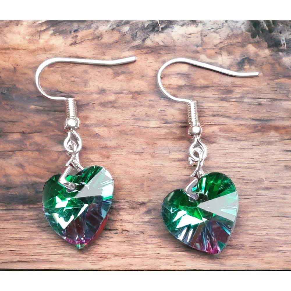 Faceted Glass Heart Earrings