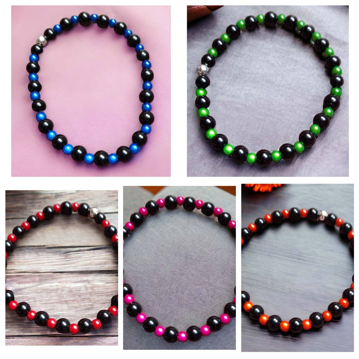 Black Agate & Miracle Bead Bracelets