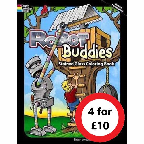 Robot Buddies Stained Glass Colouring Book