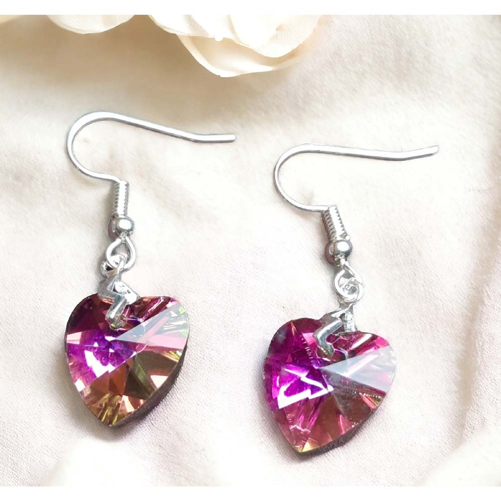 Faceted Glass Heart Earrings