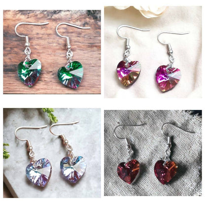 Faceted Glass Heart Earrings