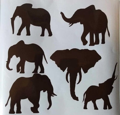 Elephant Silhouettes (set of 6)