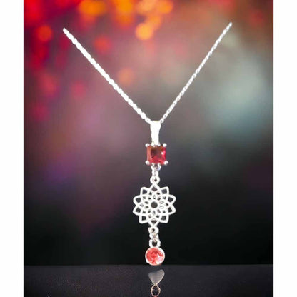 Mandala & Red Glass Necklace