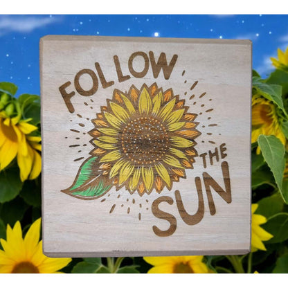 Woodblock:  Follow the Sun