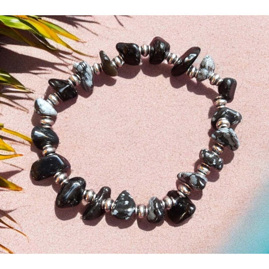 Black Obsidian Chip Bracelet