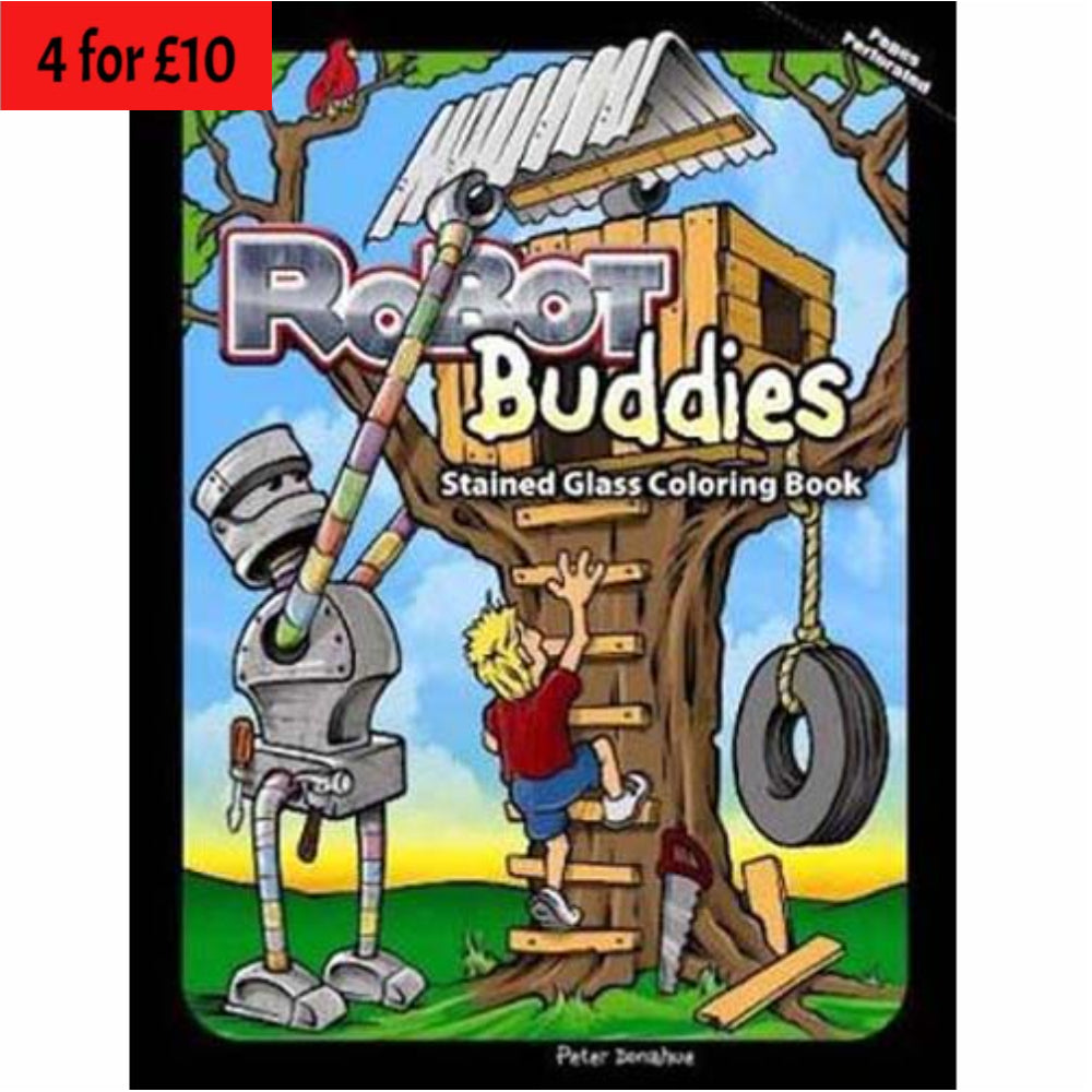 Robot Buddies Stained Glass Colouring Book