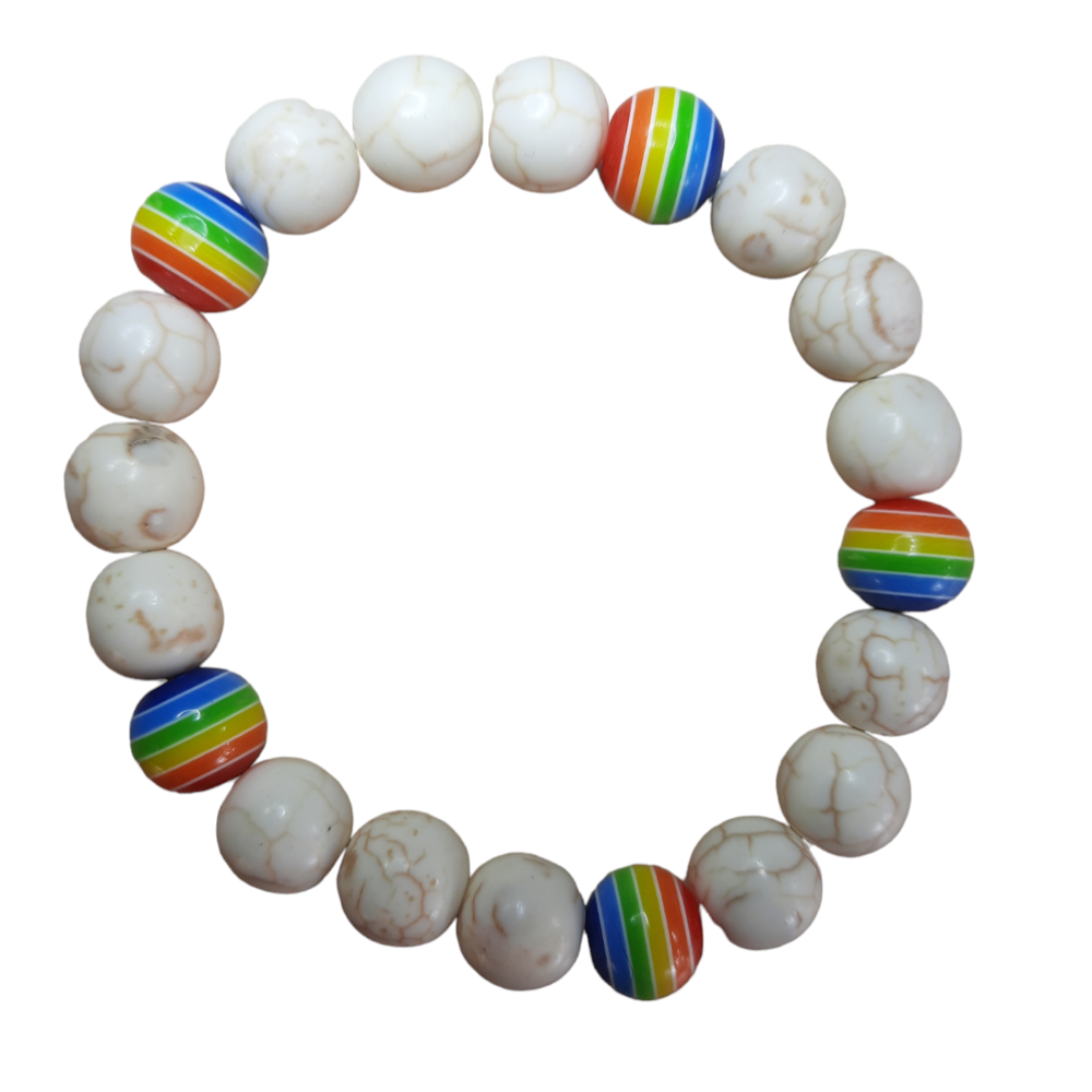 Rainbow & Howlite Beaded Bracelet