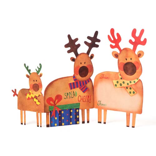 Reindeer Tri-fold Christmas Cards